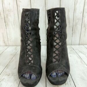 BCBG Generation Delaney Women's Black Cutout‎ Peep Toe Stiletto Booties Size 7B